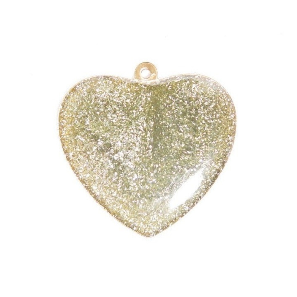 Silver Sparkle Resin Metal Heart Pendant